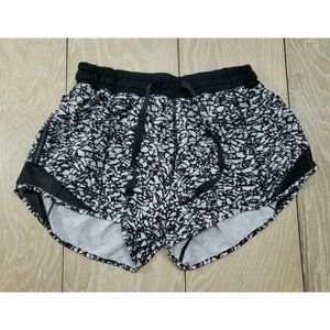 Lululemon 6 Running Shorts Gym Jog Workout 3.75" Inseam Black White Marbleized